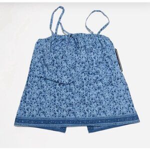 Deranged Woman's Blue Floral Crop Top, Small - NWT